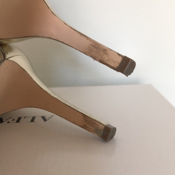 Alfani Fairfax Gold Glitter Platform Open Toe Heels - Picture 7 of 15